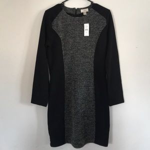 Ann Taylor Loft Long Sleeved Black and Grey Dress